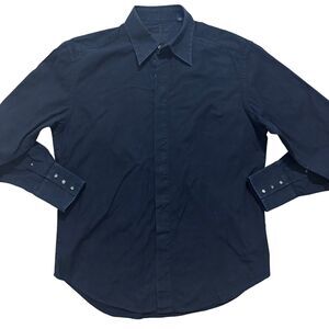 Robert Graham Mens's Large Navy Blue Embroidered Long Sleeve Button Front Shirt